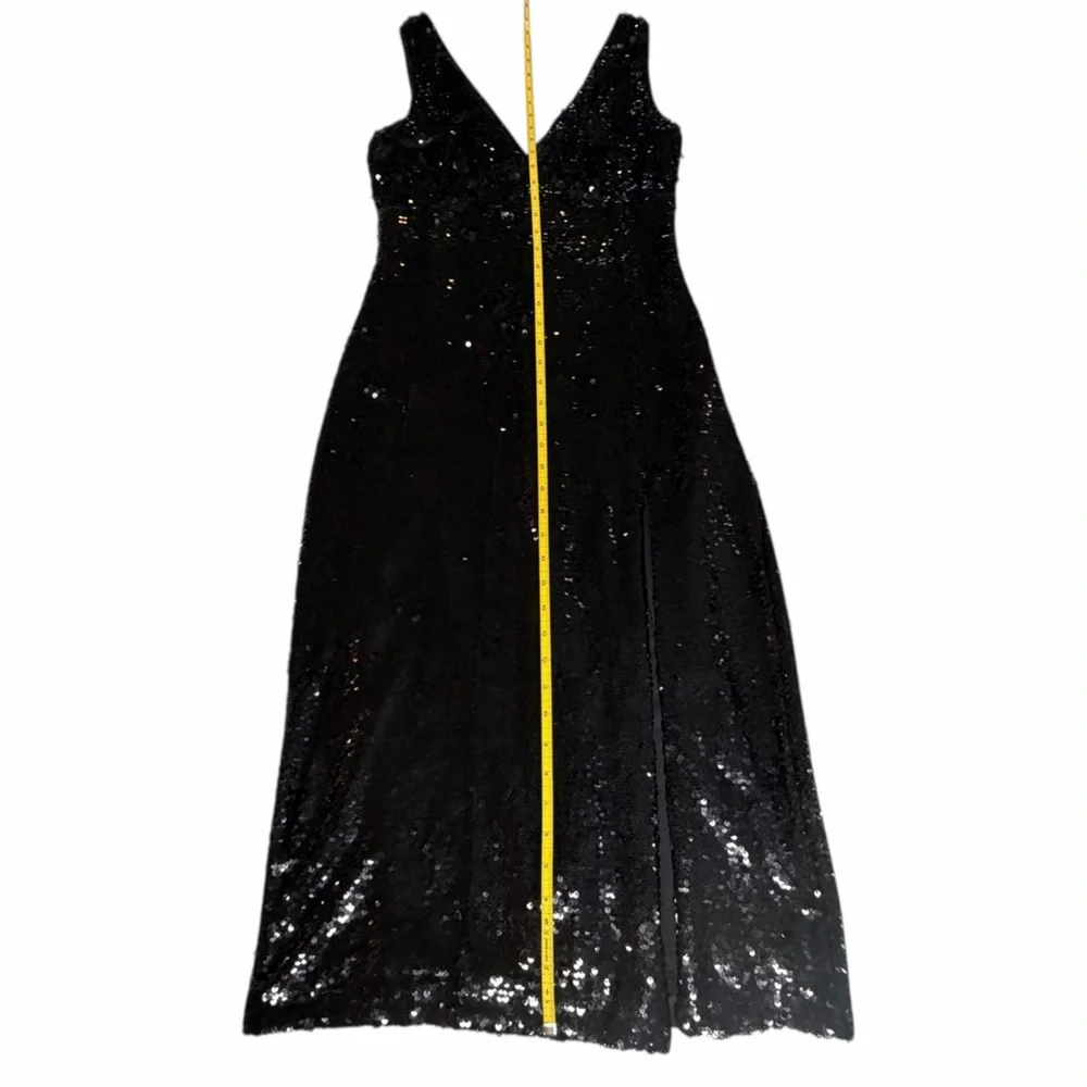 Lulus Shimmering Nights Black Sequin Sleevless Midi Dress- M